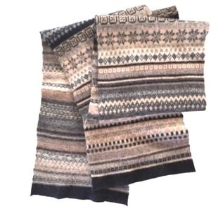 Cozy Striped Fair Isle Knit‎ Wool Scarf Neutral Tones